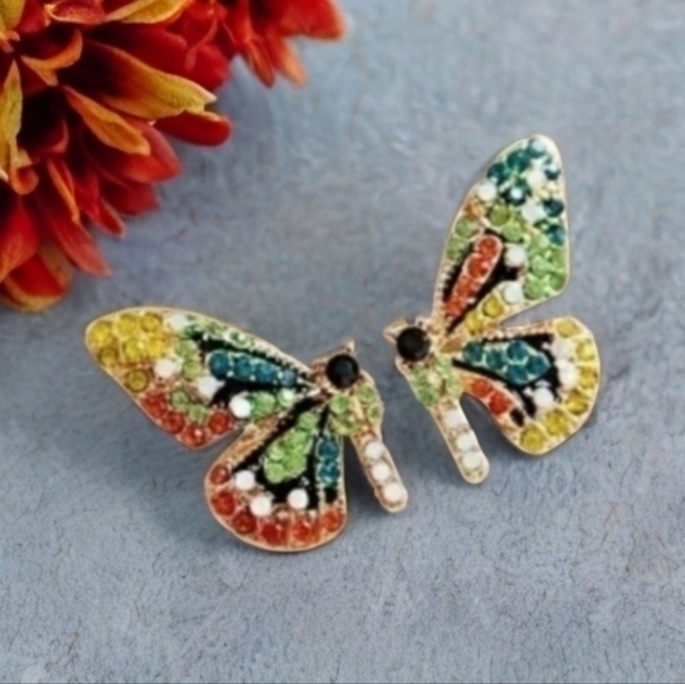ANTHROPOLOGIE BUTTERFLY STUD EARRINGS 1